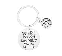 Sportybella Portachiavi a forma di pallacanestro, regalo per ragazze con scritta "Do What You Love Basket", regalo perfetto per giocatori e allenatori