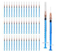 SPORWAY 100 siringhe sterili, siringa in plastica da 1 ml con aghi con tappi, siringa per colostro 1 ml dosatore siringa per riempire e misurare liquidi, alimentazione per animali domestici (blu)