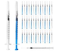 SPORWAY 100 siringhe sterili, siringa in plastica da 1 ml con aghi con tappi, siringa per colostro 1 ml dosatore siringa per riempire e misurare liquidi, alimentazione per animali domestici (blu +
