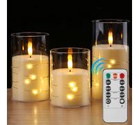 SPORWAY 3 candele a LED senza fiamma, candele a LED con timer a telecomando, candele elettriche, senza fiamma, alimentate a batteria, per Halloween, Natale, casa, matrimoni, feste