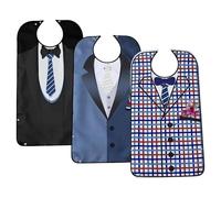 SPORWAY 3 Pezzi Bavaglino per Adulti: Bavaglino per Anziani Impermeabile, Riutilizzabile, Lavabile, Tovagliolo da Pranzo, Protezione per i Vestiti per Anziani, Uomini e Donne, Nero , Taglia unica