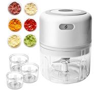 SPORWAY Affettatrice elettrica per cipolla, tritatutto multiuso, mini chopper ricaricabile USB, per carne, cipolle, aglio (2 x 250 ml e 100 ml)