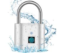 SPORWAY Blocco di impronte digitali, ricarica USB, lucchetto senza chiave IP55, impermeabile, piccolo lucchetto con impronte digitali per Gym, ufficio, casa, giardino, armadio (argento)
