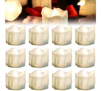 SPORWAY Candele a LED, 12 pezzi, a LED, senza fiamma, a batteria, con timer, lampeggianti, per Halloween, Natale, casa, matrimoni, feste, decorazione (bianco caldo)