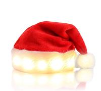 SPORWAY Cappello di Natale con luci a LED: cappello di Babbo Natale per bambini, cappello di Babbo Natale, cappello di Babbo Natale, cappello a LED, per Natale, feste, Capodanno, festa (luce bianca
