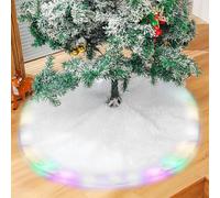 SPORWAY Coperta per albero di Natale, rotonda, 78 cm, colore bianco, albero di Natale, gonna con luce colorata, coperta in pelliccia sintetica per albero di Natale, decorazione natalizia