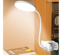 SPORWAY Lampada da Scrivania con Pinza: Lampada da Lettura LED Ricaricabile con Regolazione Touch, Collo di Cigno Flessibile a 360° Lampada Clip, 3 Colori e Dimmerabile Regolabile per Studio, Lavoro
