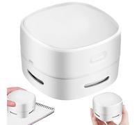 SPORWAY Mini aspirapolvere USB ricaricabile, portatile a 360°, senza fili, con cavo di ricarica e spazzole, per ufficio, auto, viaggi, scuola (bianco)