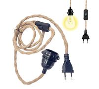 SPORWAY Portalampada E27 con spina, portalampada E27 con cavo e interruttore, corda da 4,5 m, lampada a sospensione vintage, lampadario per camera da letto, soggiorno, tavolo da pranzo