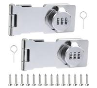 SPORWAY Set di 2 serrature combinate: serratura di sicurezza per armadio con codice crittografato 4,5 pollici 3 fori per armadietto, bagagli, armadi (argento)
