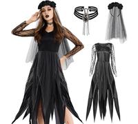 Sposa Cadavere Costume, Costume Sposa Cadavere Nero, Costume Halloween Sposa Cadavere, La Sposa Cadavere Costume, Sposa Cadavere Costume Donna per Donna per Carnevale, Feste in Costume, Halloween
