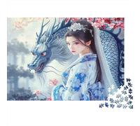 Sposa drago cinese Puzzle 1000 Pezzi In Cartone Pressato, Un Puzzle Per Gioco Educativo Sfida, Ideale Per Hobby Invernale, Regalo Per Coppie 52x38cm/1000pcs