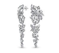 Sposa Matrimonio Pendenti Goccia Festa Cascata Lunga Fiore Arco Cristallo Prom Lampadario Dichiarazione Orecchini Per Donne Placcato Argento Bianco