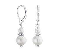 Sposa Milgrain Bordato Perline Rondel Separatore Doppio Bianco D'Acqua Dolce Coltivato Perla Forma Pera Orecchini A Goccia Per Le Donne Teen .925 Sterling Silver Leva Indietro Nozze Giugno Birthstone