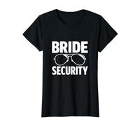 Sposa Sicurezza Divertente Bachelor Wedding Party Crew Minimalista Maglietta con Stampa Grafica Economica, Donna, Nero, S