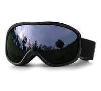 SPOSUNE,Maschera da sci 100% protezione UV400, con doppia lente sferica anti-appannamento, compatibile con casco, Montatura nera + lenti grigie VLT 4.8-5%