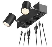 Spot a parete WAIKA 2 prese nere a fiamma USB-C USB-A incl. lampade LED GU10 [EEK: C]