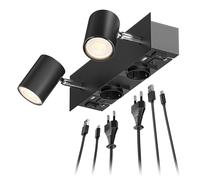 Spot a parete WAIKA 2 prese nere a fiamma USB-C USB-A incl. lampade LED GU10