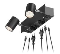 Spot a parete WAIKA 2 prese nere a fiamma USB-C USB-A incl. lampade LED GU10