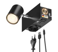 Spot a parete WAIKA a 1 luce nero presa USB-C USB-A incl. lampada LED GU10 [EEK: E]