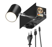 Spot a parete WAIKA a 1 luce nero presa USB-C USB-A incl. lampada LED GU10 [EEK: F]