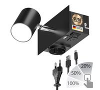 Spot a parete WAIKA a 1 luce nero presa USB-C USB-A incl. lampada LED GU10 [EEK: F]