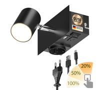 Spot a parete WAIKA a 1 luce nero presa USB-C USB-A incl. lampada LED GU10 [EEK: F]