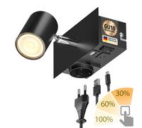 Spot a parete WAIKA a 1 luce nero presa USB-C USB-A incl. lampada LED GU10 [EEK: G]
