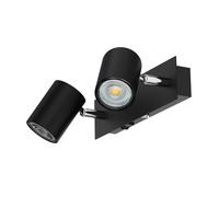 Spot a parete WAIKA a due luci con interruttore nero opaco con LED GU10