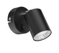 Spot a parete WAIKA a fiamma singola con interruttore GU10 nero opaco incl. [EEK: E]