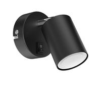 ledscom.de Spot da parete WAIKA monolampada con interruttore GU10 nero opaco incl. LED 630 lm bianco
