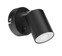 Spot a parete WAIKA a fiamma singola con interruttore nero opaco incl. LED GU10