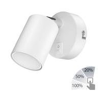 ledscom.de Spot da parete WAIKA con interruttore bianco opaco + lampada GU10 LED a 3 fasi senza dimmer con interruttore: max. 609lm ciascuno
