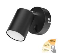 Spot a parete WAIKA con interruttore nero opaco + lampada LED GU10 bianco caldo