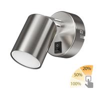 Spot a parete WAIKA interruttore cromo opaco + lampada LED bianco caldo a 3