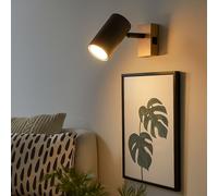 Spot Da Parete Lampada Flessibile In Finto Legno Lampada Da Camera Graphite GU10 [EEK: Inaditato]