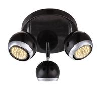 Spot da soffitto Lampada da soffitto cromata nera Faretto da soffitto a 3 fiamme, spot mobili, 3x LED 3W 250lm, DxH 18 x 13 cm
