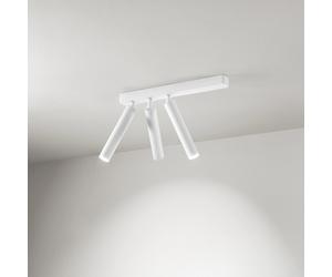 Spot Moderno Bambù Metallo Bianco 3 Luci Led 10W 3000K