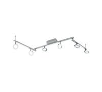 Eglo Cardillo Lampada da soffitto a LED, plafoniera a 6 luci, faretto da soffitto in alluminio, metallo e plastica, lampada da soggiorno cromata, lampada da corridoio a LED bianco caldo
