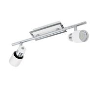 Eglo LED Lampada da soffitto Davida, plafoniera a 2 luci, spot da soffitto in metallo cromato e bianco, lampada per soggiorno, faretti con lampadine GU10 a luce calda