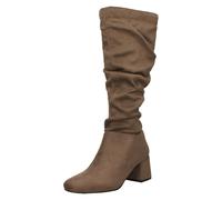 Spot On Donna con Ruche Medio Blocco Tacco Stivali Al Ginocchio F5R1242