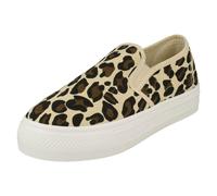 Spot On Platform Scarpe Donna Animal Print Canvas Natural Leopard Multicolore