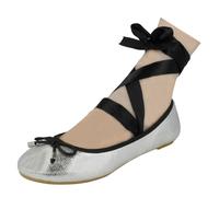 Donna Spot On Legare Gamba Scarpe Ballerine