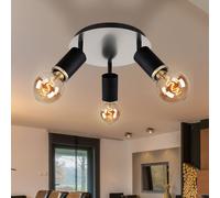 Spot Rotondo Plafoniera Lampada Spot Faretto Mobile 3 Fiamma Legno Nero [EEK: Non valutato]