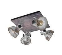 Spot Rustico Country Barnstaple Legno Marronemarrone Patinato 4 Luci E27 40W
