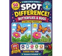 Spot the Difference: Butterflies and Bugs: 50 Fun Puzzle Adventures for Kids Ages 3-6 | Insect Activity Book with Answers Included