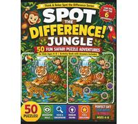 Spot the Difference: Jungle: 50 Fun Safari Puzzle Adventures for Kids Ages 4-8 | Activity Book with Answers Included