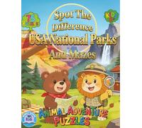 Spot the Difference USA National Parks and Mazes: Animal Adventure Puzzles for Kids 6+, 75 puzzles