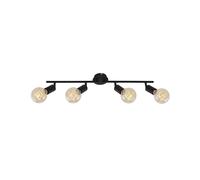Briloner Leuchten 2868-045 Lampada da Parete, 4 Faretti Orientabili e Regolabili, Retrò/Vintage, 4 X E27, Max. 60W, Metallo, Nero 60 W