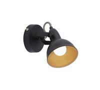 Briloner Leuchten Faretto retro vintage, orientabile, luce da muro, nero e oro, max. 40 W, montaggio E14, Ø 10 x 15.6 cm (D x A)
